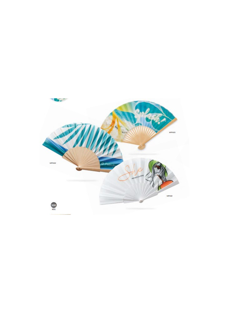 Eventail bambou tissu Publicitaire