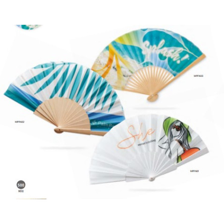 Eventail bambou tissu Publicitaire
