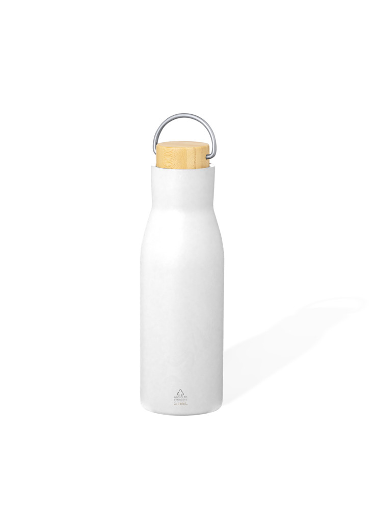 Thermos inox avec bouchon en bambou 500 ml personnalisable