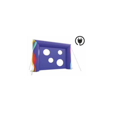 Cage gonflable avec cible publicitaire