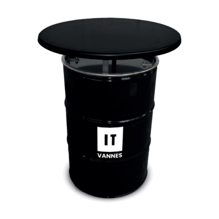 Baril table stratifié noir 80 publicitaire