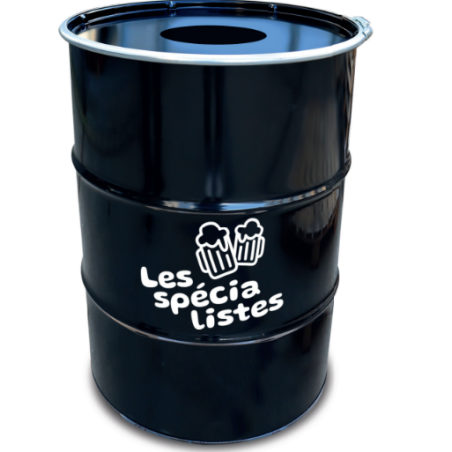 Baril cendrier Noir publicitaire