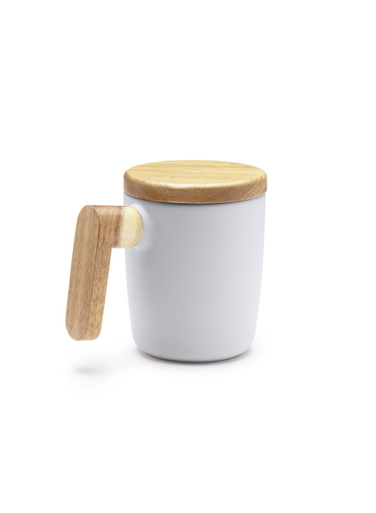 Mug céramique mat avec couvercle bambou LLVET personnalisé | Promenoch