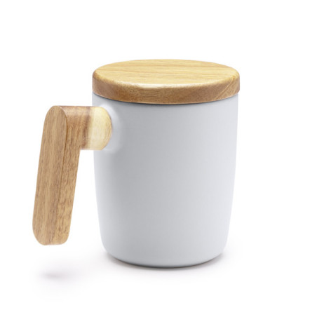 Mug céramique mat avec couvercle bambou LLVET personnalisé | Promenoch