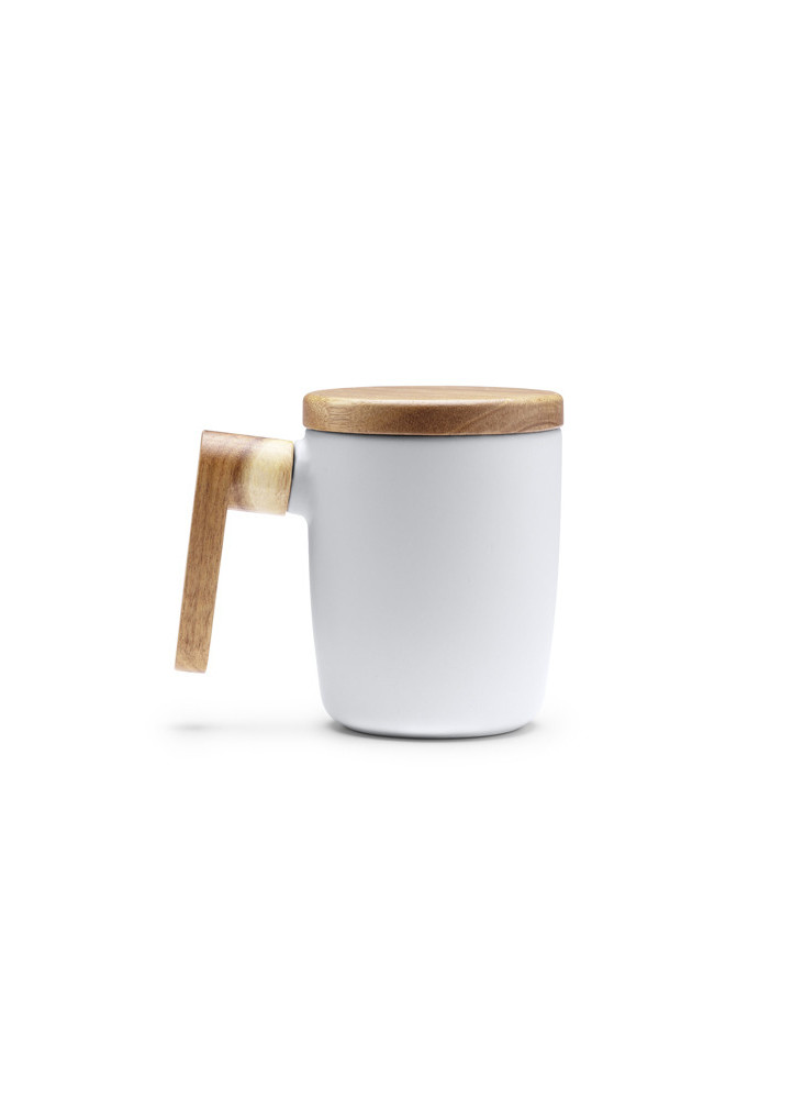 Mug céramique mat avec couvercle bambou LLVET personnalisé | Promenoch