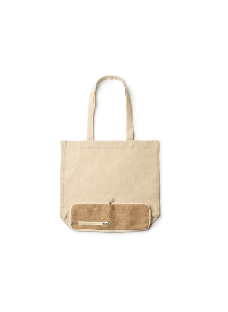 Sac pliable coton à fond jute RAKU Personnalisé | Promenoch