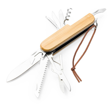 Couteau de poche bambou 9 fonctions BINTAL personnalisé | Promenoch