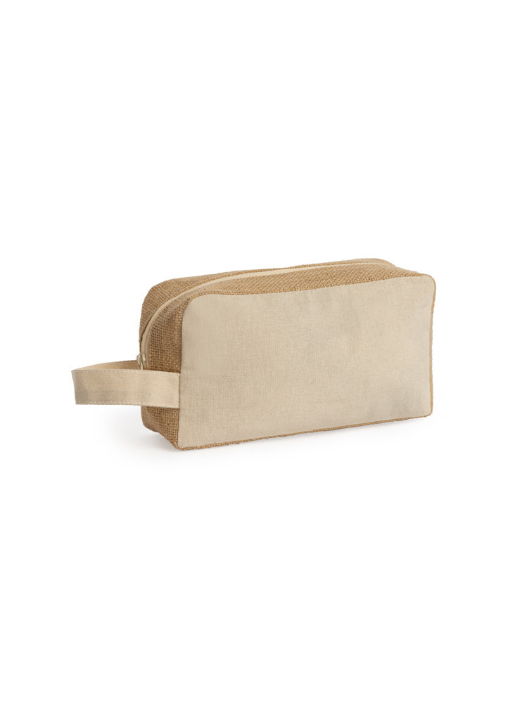 Trousse de toilette coton laminé jute SIENA personnalisée | Promenoch