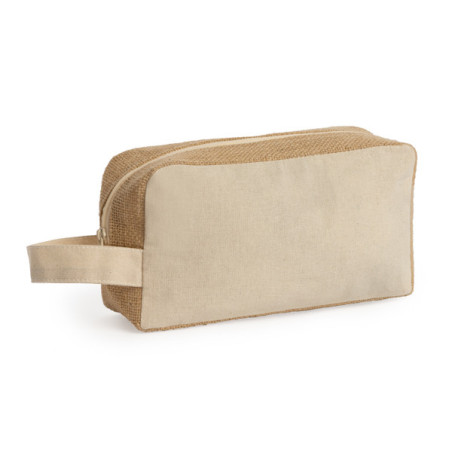 Trousse de toilette coton laminé jute SIENA personnalisée | Promenoch