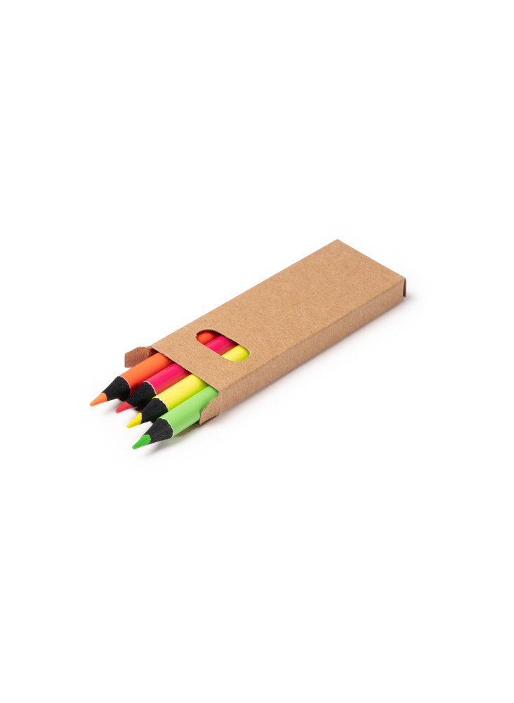 Crayons Fluorescents en Boîte Kraft Personnalisés MARGA | Promenoch