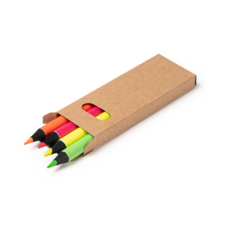 Crayons Fluorescents en Boîte Kraft Personnalisés MARGA | Promenoch