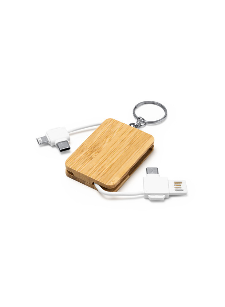 Porte-clés Chargeur 3-en-1 Bambou GASLY CR3036 Personnalisé | Promenoc