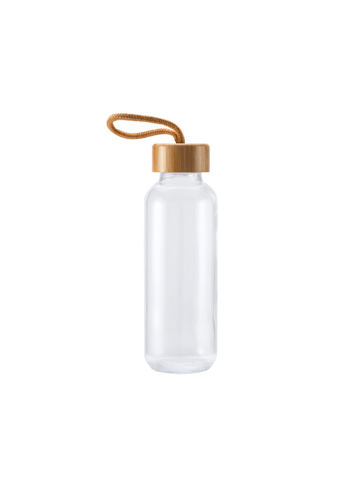Bidon en verre 450 ml Bouchon bambou TRILBY personnalisé | Promenoch