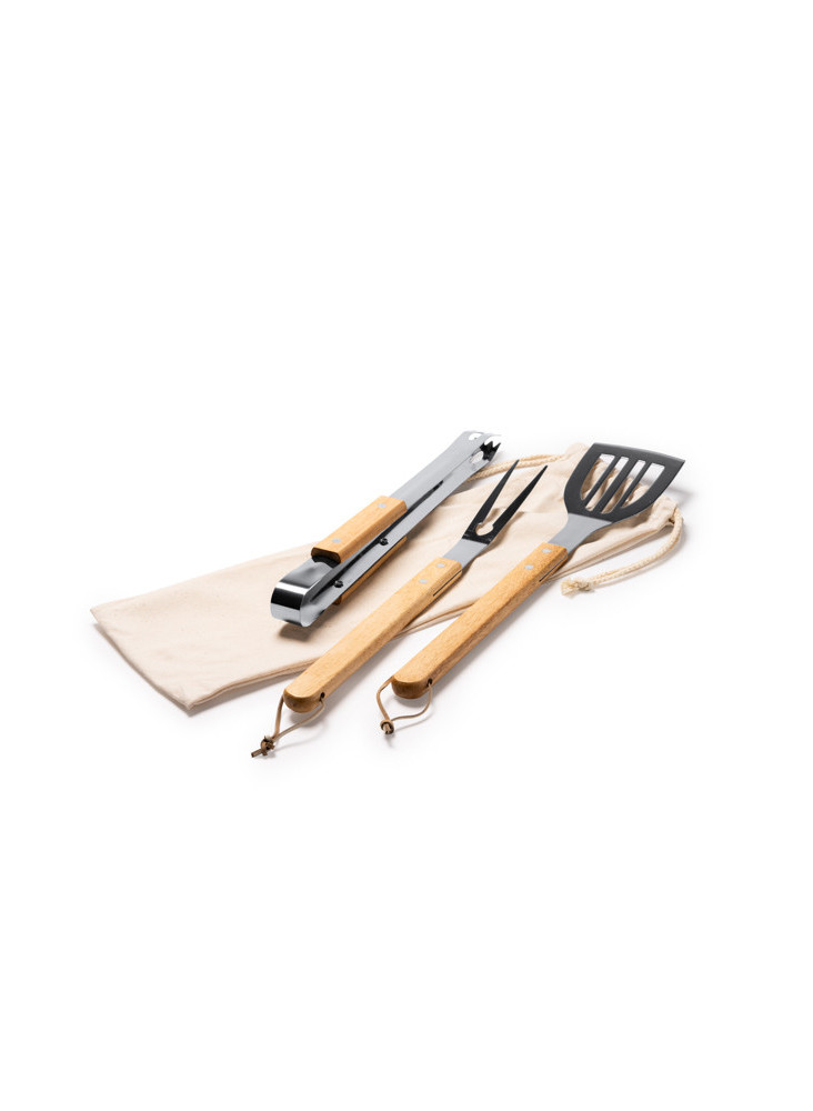 Set Barbecue 3 pièces Manche Bois CADAK Personnalisé | Promenoch