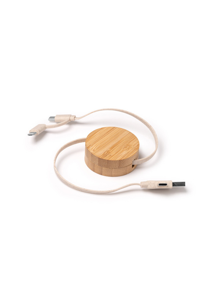 Câble charge bambou GARYK multi-connecteurs Personnalisé | Promenoch