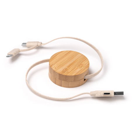 Câble charge bambou GARYK multi-connecteurs Personnalisé | Promenoch