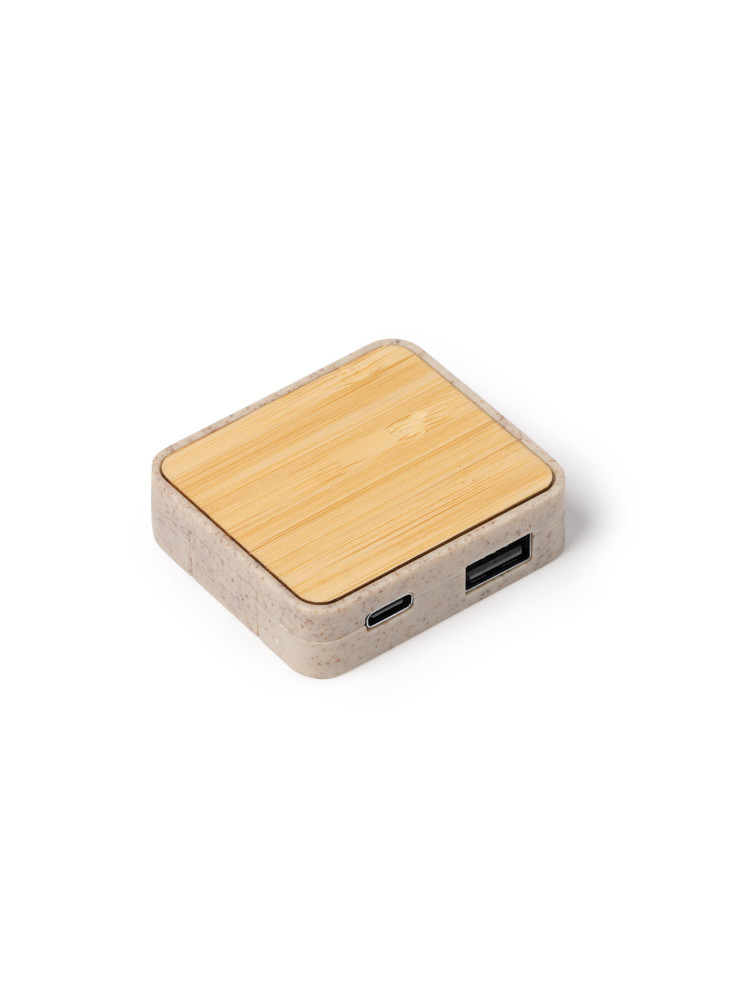 Hub USB pliable en fibre de bambou CLUNI personnalisé | Promenoch