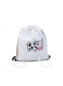 Sac à dos à cordelettes Vache blanc.