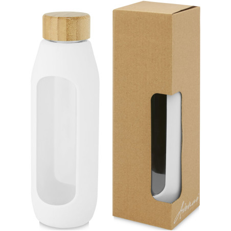 Bouteille publicitaire verre borosilicate grip silicone Tidan 600ml