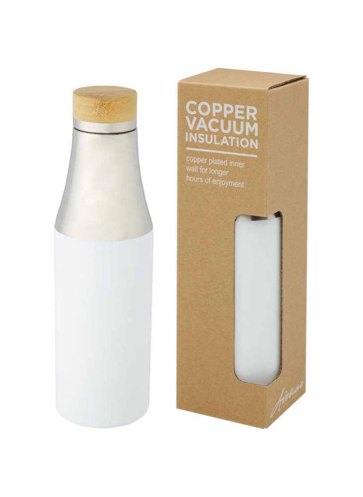 Bouteille Hulan de 540 ml en acier inoxydable avec  cuivre et isolation par le vide avec couvercle en bambou