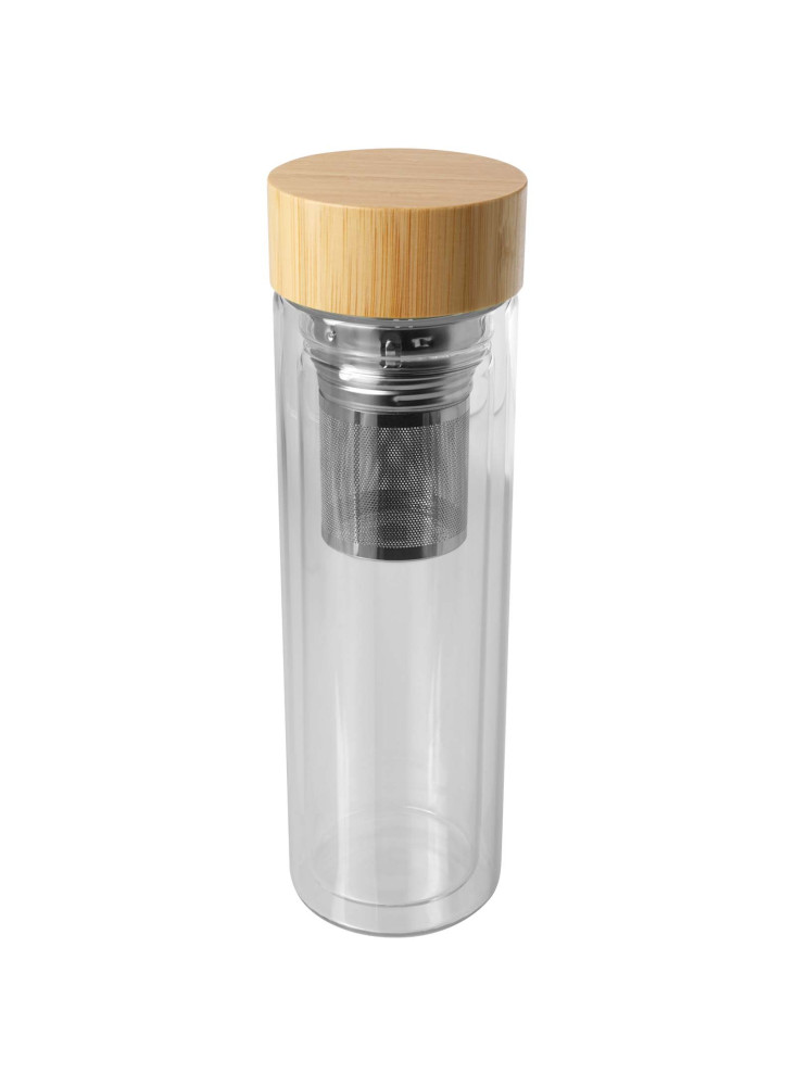 Bouteille à infusion Bailey en verre borosilicate de 400 ml avec couvercle en bambou