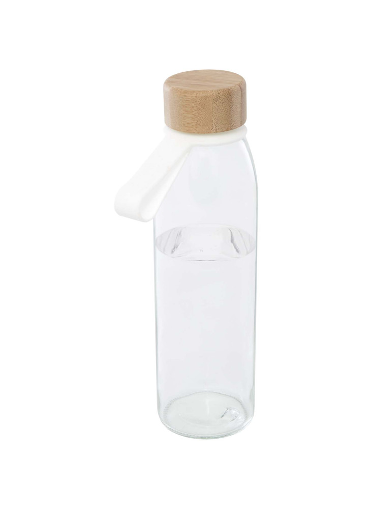 Bouteille d'eau publicitaire verre silicone bambou Porto 500ml