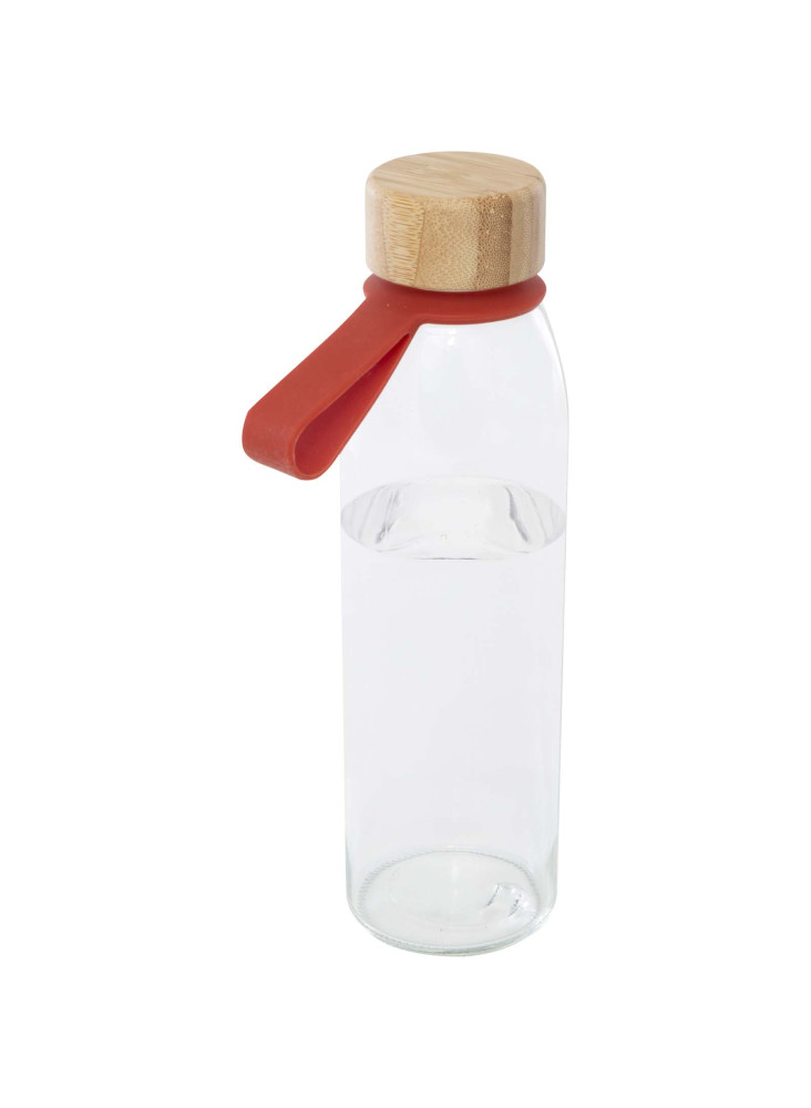 Bouteille d'eau publicitaire verre silicone bambou Porto 500ml