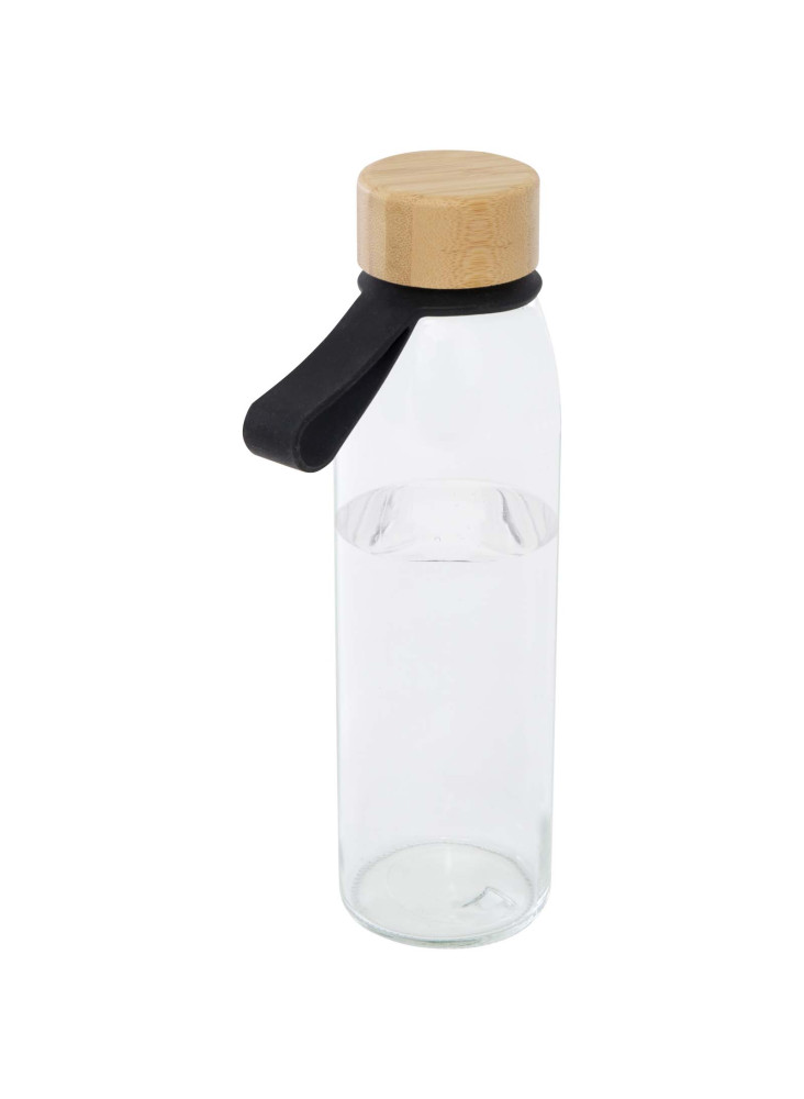 Bouteille d'eau publicitaire verre silicone bambou Porto 500ml