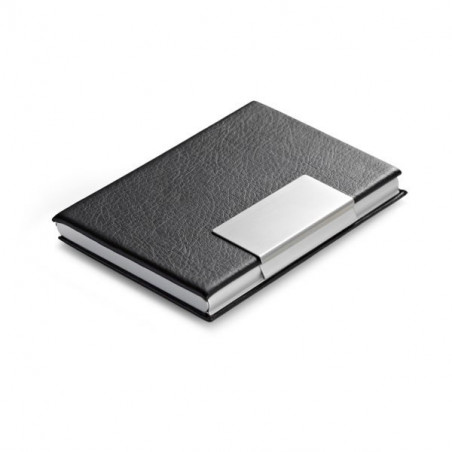 Porte Carte de visite aluminium et simili cuir personnalisable