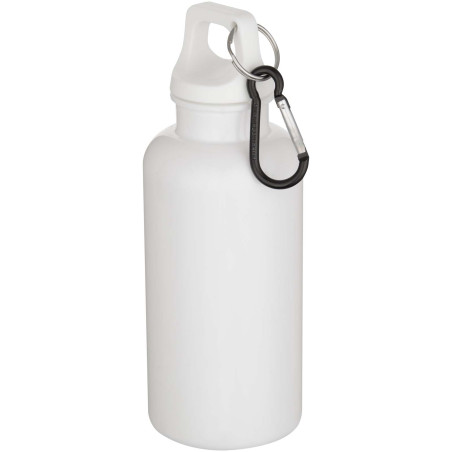 Bouteille d'eau publicitaire recyclée unie mousqueton Oregon 400ml