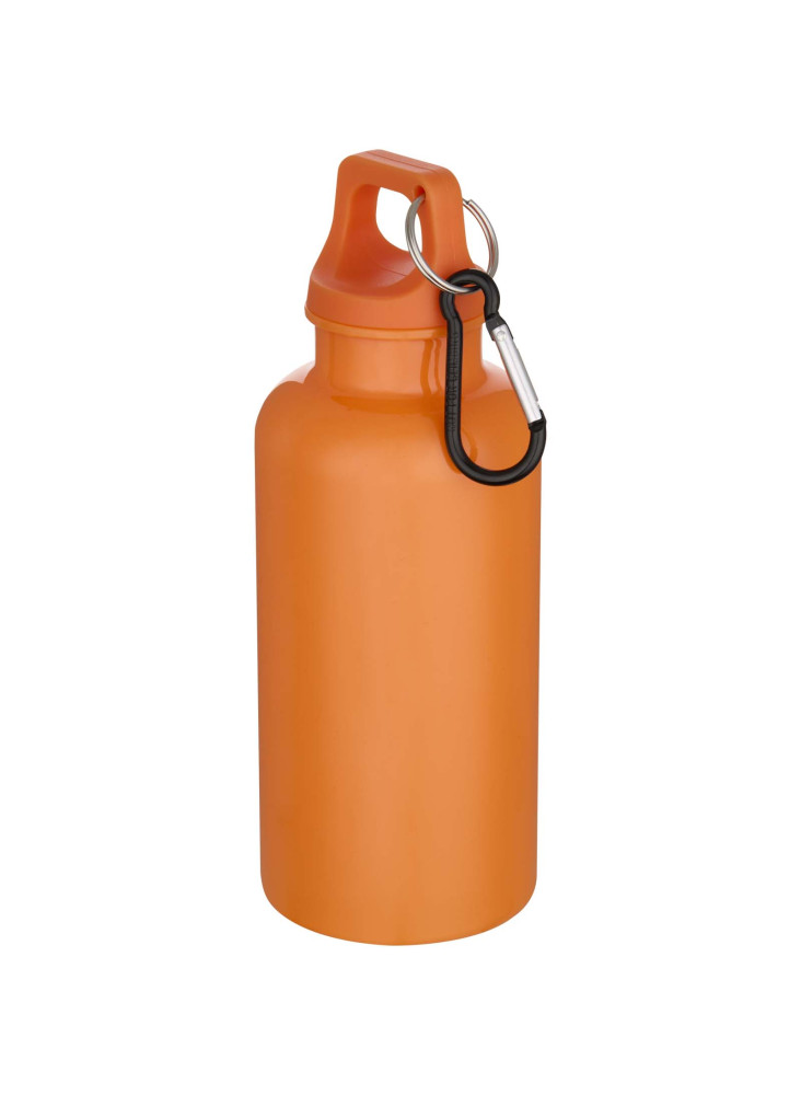 Bouteille d'eau publicitaire recyclée unie mousqueton Oregon 400ml