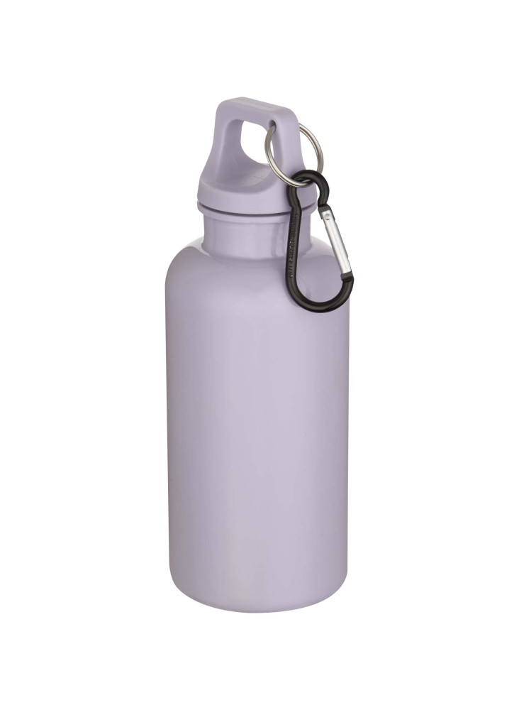 Bouteille d'eau publicitaire recyclée unie mousqueton Oregon 400ml