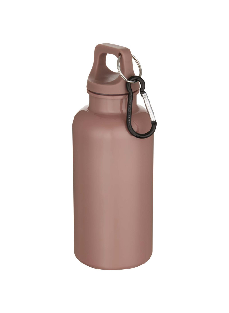 Bouteille d'eau publicitaire recyclée unie mousqueton Oregon 400ml