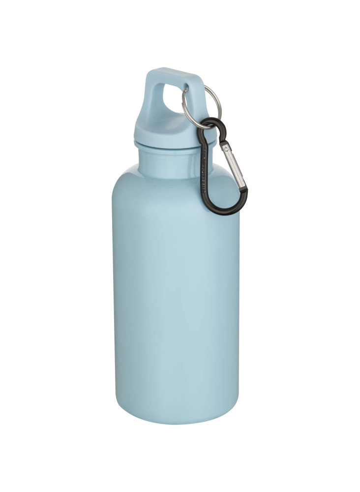 Bouteille d'eau publicitaire recyclée unie mousqueton Oregon 400ml