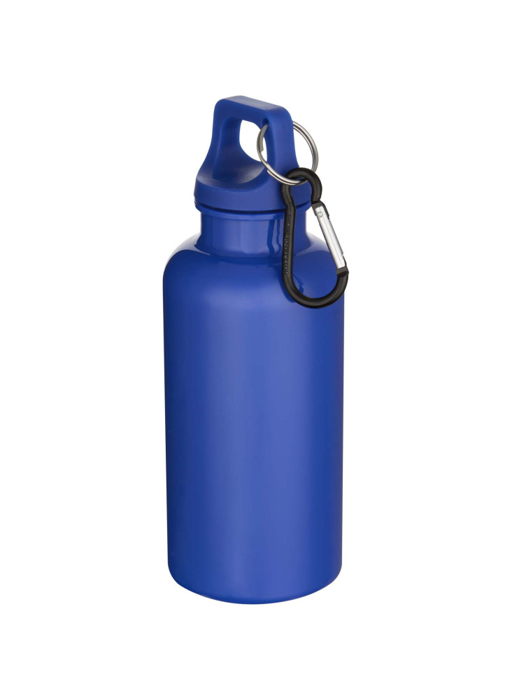Bouteille d'eau publicitaire recyclée unie mousqueton Oregon 400ml