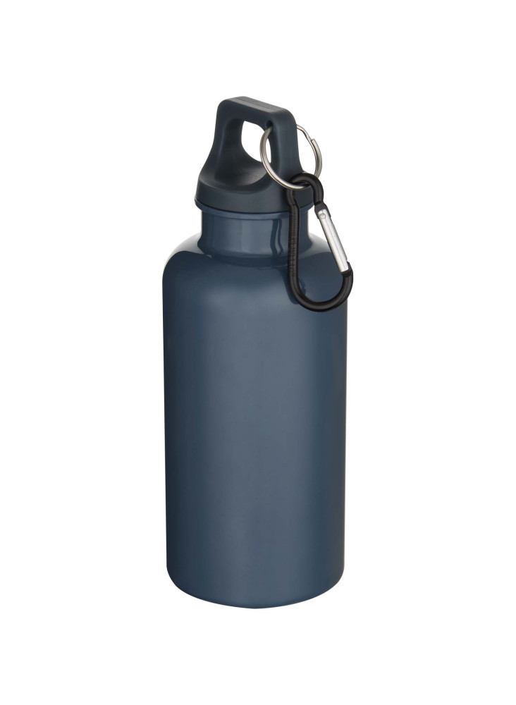 Bouteille d'eau publicitaire recyclée unie mousqueton Oregon 400ml