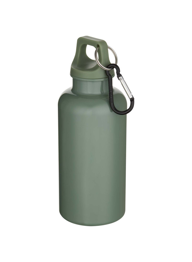 Bouteille d'eau publicitaire recyclée unie mousqueton Oregon 400ml