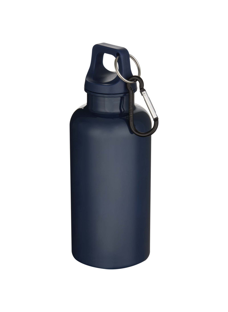 Bouteille d'eau publicitaire recyclée unie mousqueton Oregon 400ml