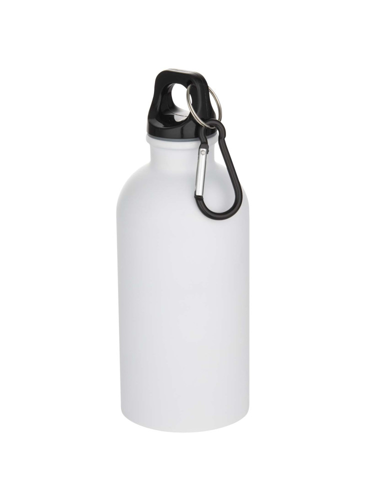 Bouteille d'eau publicitaire inox mate recyclée mousqueton Oregon 400ml