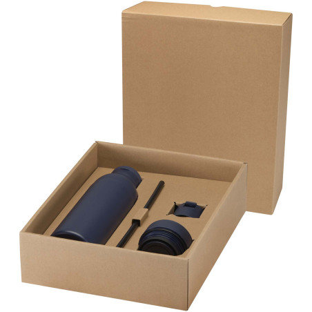 Coffret bouteille isotherme publicitaire recyclée 3 couvercles Illuminate 650ml