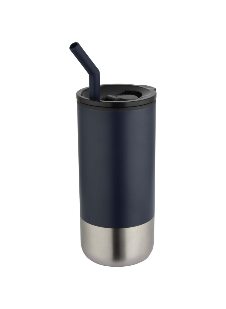 Gobelet publicitaire isotherme Grayson avec paille 480 ml