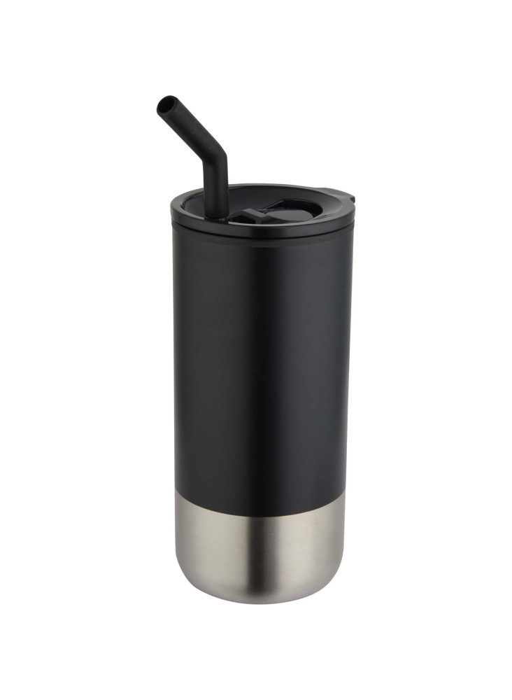 Gobelet publicitaire isotherme Grayson avec paille 480 ml