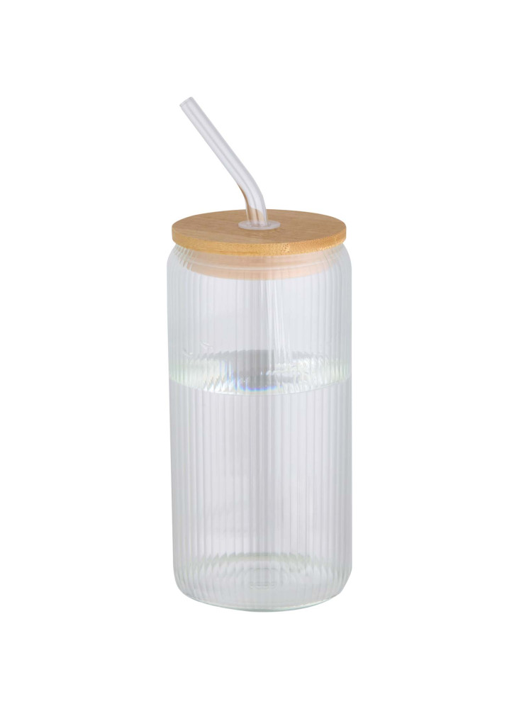 Pot de 500 ml en verre borosilicate Mirage simple paroi avec couvercle en bambou