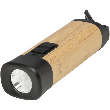 Lampe torche publicitaire recyclée bambou mousqueton Kuma