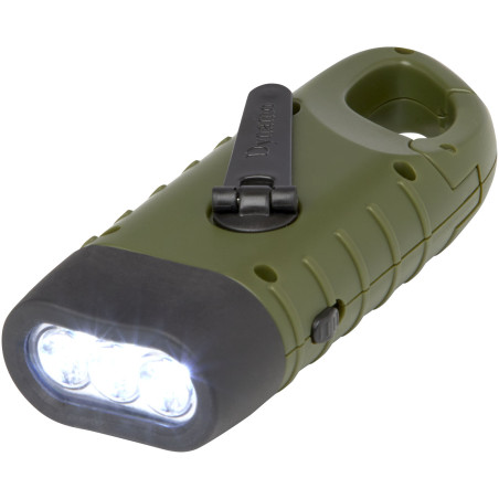 Lampe de poche publicitaire solaire dynamo recyclée Helios