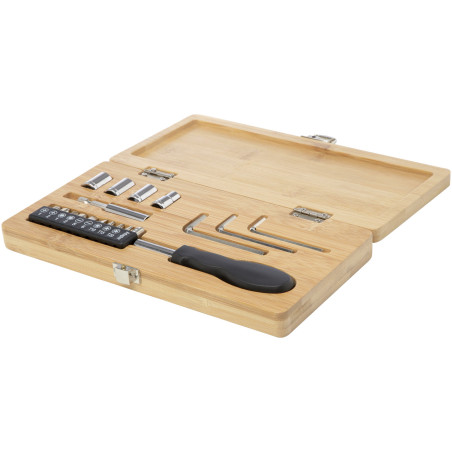 Ensemble d'outils publicitaire recyclé bambou Rivet 19 pièces