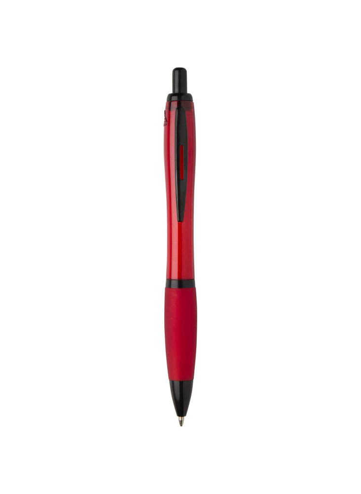 Stylo bille publicitaire en plastique recyclé avec garnitures noires encre noire Nash