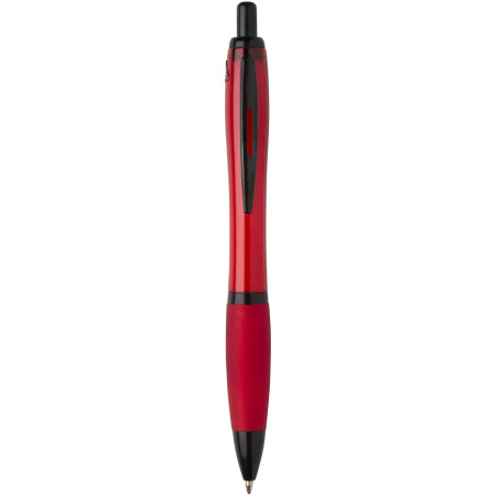 Stylo bille publicitaire en plastique recyclé avec garnitures noires encre noire Nash