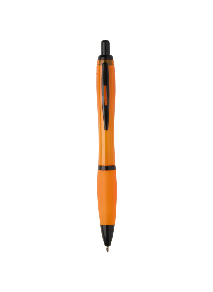 Stylo bille publicitaire en plastique recyclé avec garnitures noires encre noire Nash