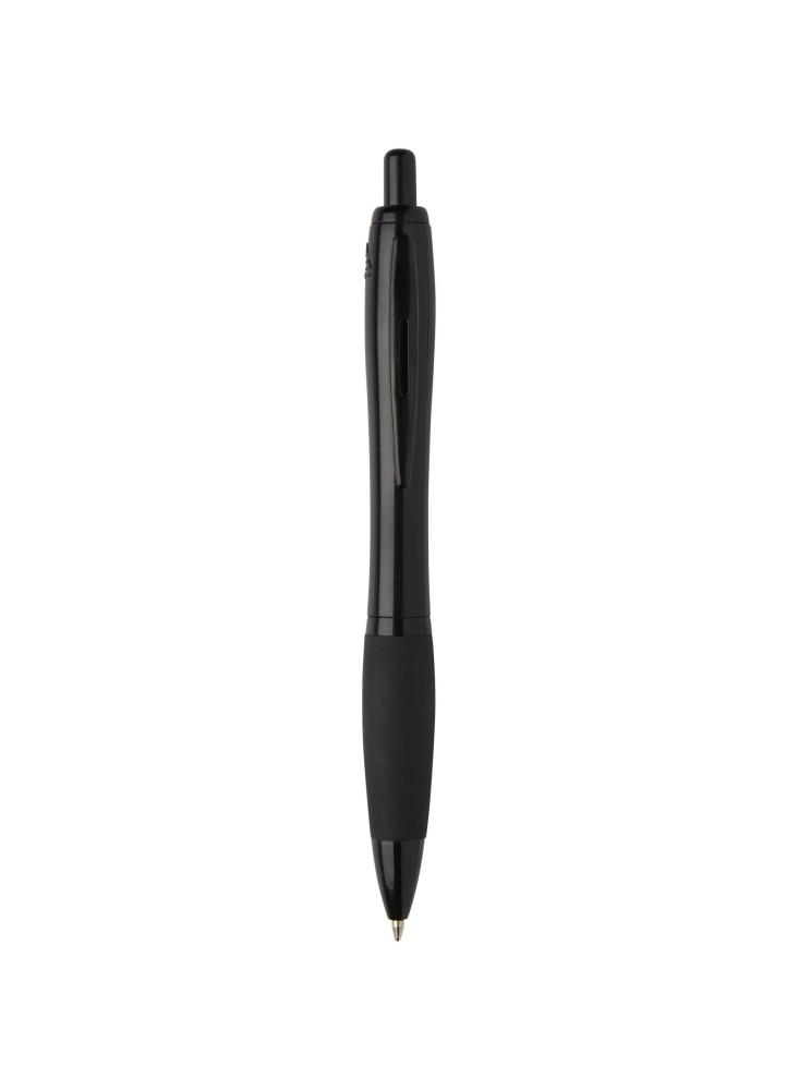 Stylo bille publicitaire en plastique recyclé avec garnitures noires encre noire Nash